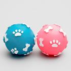 Мячик пищащий "Лапки" для собак, 5,5 см, микс цветов - Фото 2