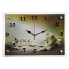 Часы-картина настенные, серия: Животный мир, "Белые львы" 25х35 см - фото 5895269