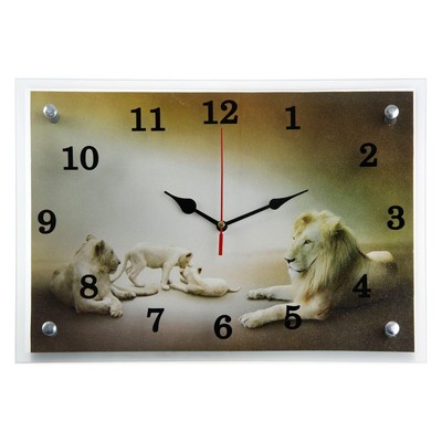 Часы-картина настенные, интерьерные "Белые львы" бесшумные, 25х35 см