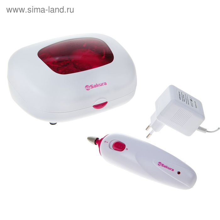 Аппарат для маникюра Sakura SA-5500P, 13 насадок, бело-розовый - Фото 1