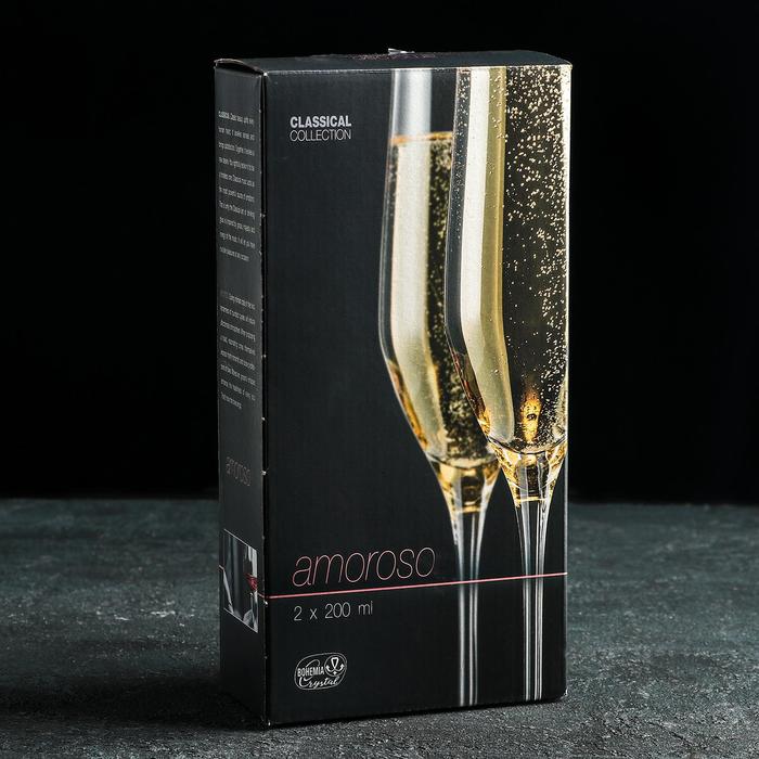 Набор бокалов для шампанского Bohemia Crystal «Аморосо», 200 мл, 2 шт - фото 1908261847