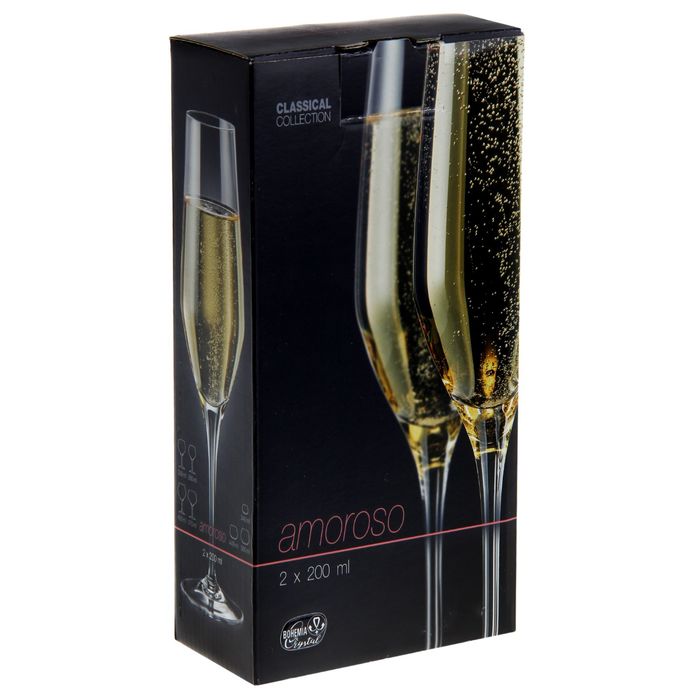 Набор бокалов для шампанского Bohemia Crystal «Аморосо», 200 мл, 2 шт - фото 1908261848