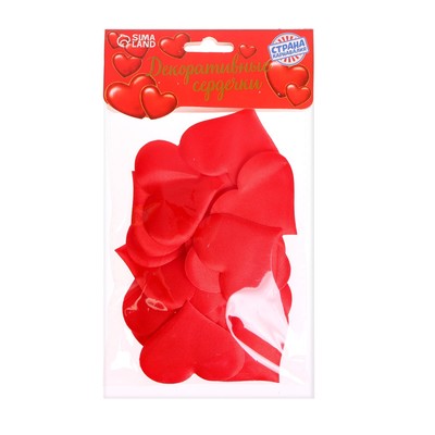 Сердечки декоративные, набор 25 шт., 5 см, красные