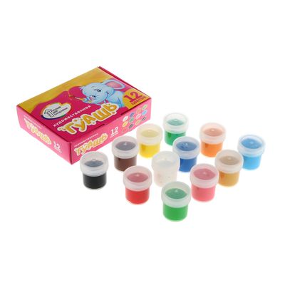 Гуашь 12 цветов х 20 мл, РДК, 240 мл, «Слонёнок»