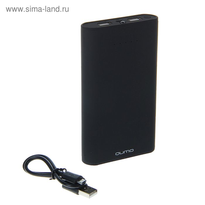 Внешний аккумулятор Qumo PowerAid, 2 USB, 15600 мАч, 1 А, литий-ионный, чёрный - Фото 1
