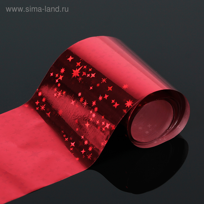 Переводная фольга для дизайна ногтей, 4х50см, цвет красный - Фото 1