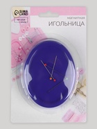 Игольница магнитная, с булавками, 10×7.5 см, синяя - Фото 3