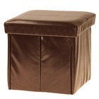 Пуф-куб с нишей для хранения, размер 38х38х38 см, кожзам, цвет коричневый микс - Фото 2
