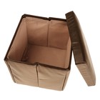 Пуф-куб с нишей для хранения, размер 38х38х38 см, кожзам, цвет коричневый микс - Фото 5