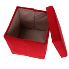 Пуф-куб с нишей для хранения, размер 38х38х38 см, мебельная ткань, цвет красный микс - Фото 5