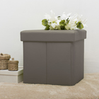 Пуф-куб с нишей для хранения, размер 38х38х38 см, кожзам, цвет серый микс - Фото 1