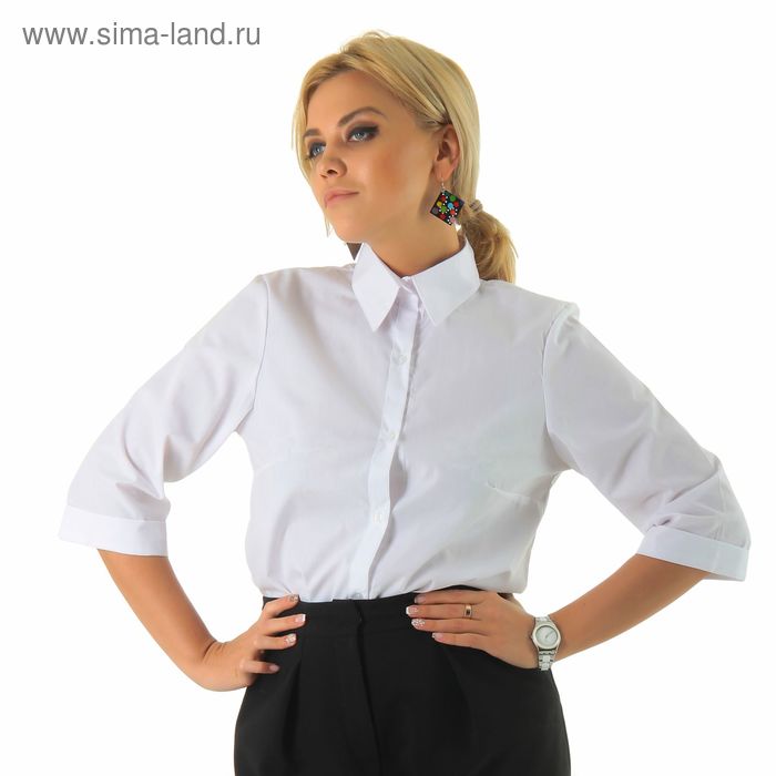 Рубашка женская Collorista с рукавом 3/4, размер XL (50), цвет белый - Фото 1