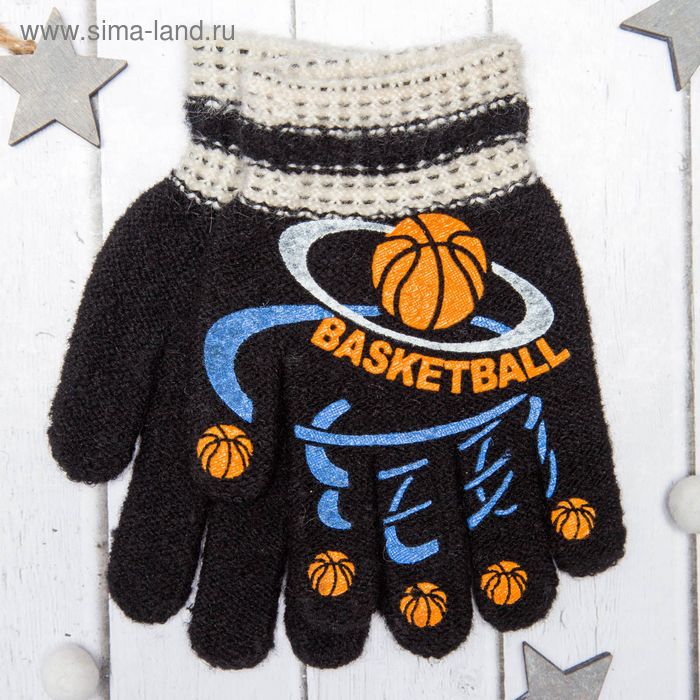 Перчатки с шерстью детские Collorista "Баскетбол", размер 16 (р-р произв. 16), цвет серый - Фото 1