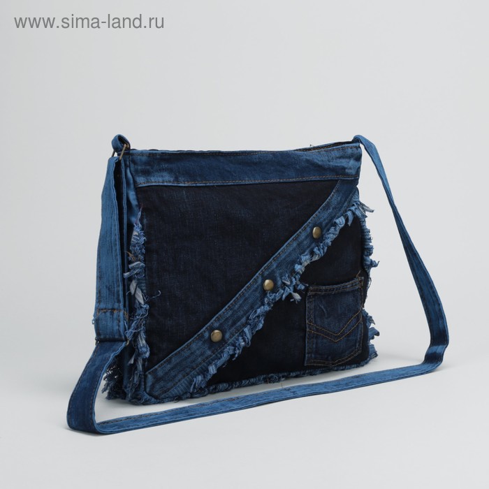 Сумка молодёжная, 1 отдел, наружный карман, длинный ремень, цвет синий - Фото 1