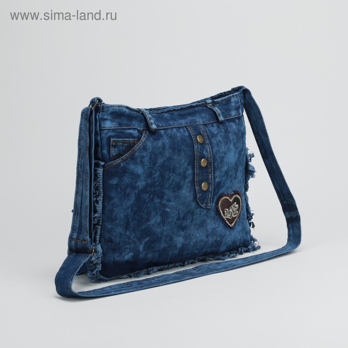 Сумка молодёжная, 1 отдел, наружный карман, длинный ремень, цвет синий - Фото 1