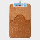 Коврики для ванной и туалета Доляна «Камни», объёмные, 2 шт., 40×50, 50×80 см, бежевые - Фото 5