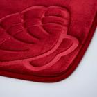 Набор ковриков для ванной и туалета Доляна «Ракушки», объёмные, 2 шт, 40×50, 50×80 см, цвет бордовый - Фото 3