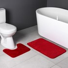 Коврики для ванной и туалета Доляна «Ракушки», объёмные, 2 шт: 40×50, 50×80 см, цвет бордовый - Фото 7