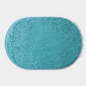 Коврик для ванной овальный Доляна «Пушистик», 40x60 см, цвет лазурный