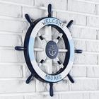 Декор настенный, панно «Штурвал», бело-синий, 45×45×3 см - Фото 2