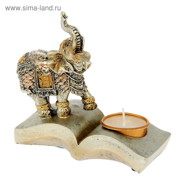 Сувенир полистоун "Слон на книге" со свечой 15х5,5х13 см - Фото 1