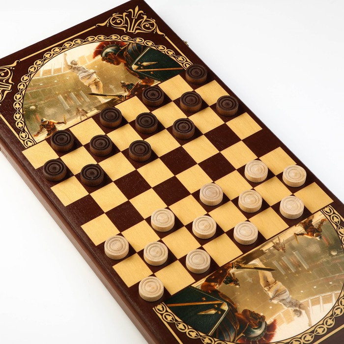 Нарды "Аве Цезарь", деревянная доска 60 х 60 см, с полем для игры в шашки - фото 1887669010
