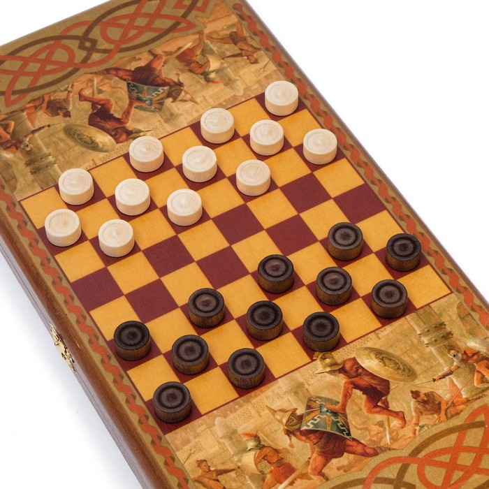 Нарды "Гладиатор", деревянная доска 40 х 40 см, с полем для игры в шашки - фото 1905355741