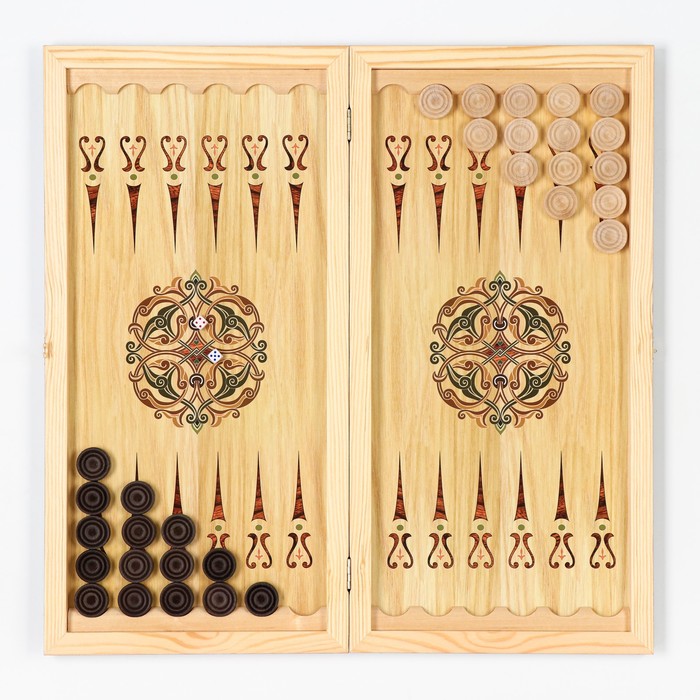 Нарды "Охота с беркутом", деревянная доска 60 х 60 см, с полем для игры в шашки - фото 1905355758
