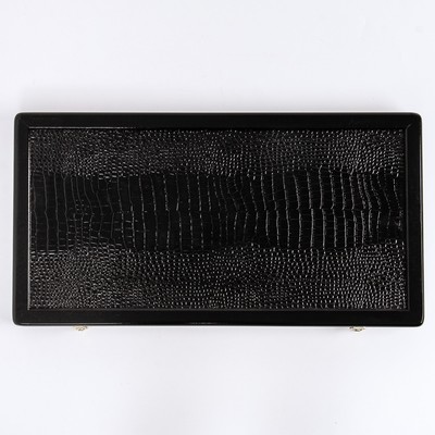 Нарды деревянные «Удав», кожа, настольная игра,60×60 см, фишка d=2.7 см, h=0.9 см, чёрные