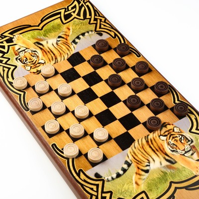 Нарды деревянные большие, с шашками "Тигр", настольная игра, 60 х 60 см