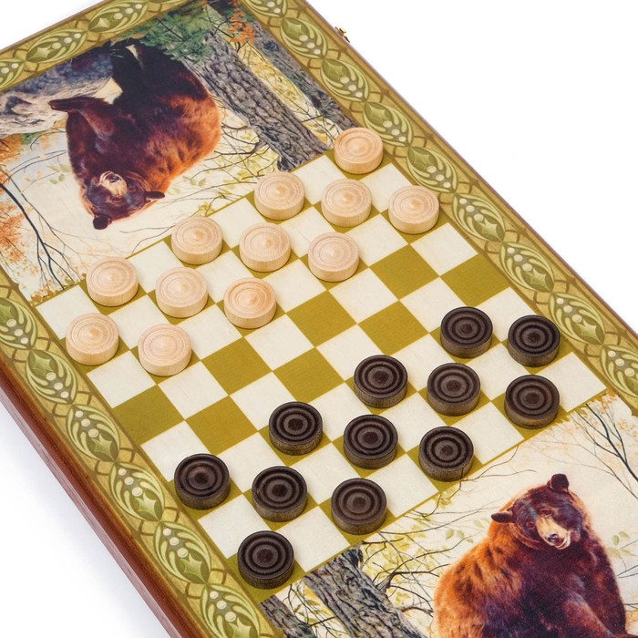 Нарды "Косолапый", деревянная доска 60 х 60 см, с полем для игры в шашки - фото 1908262249