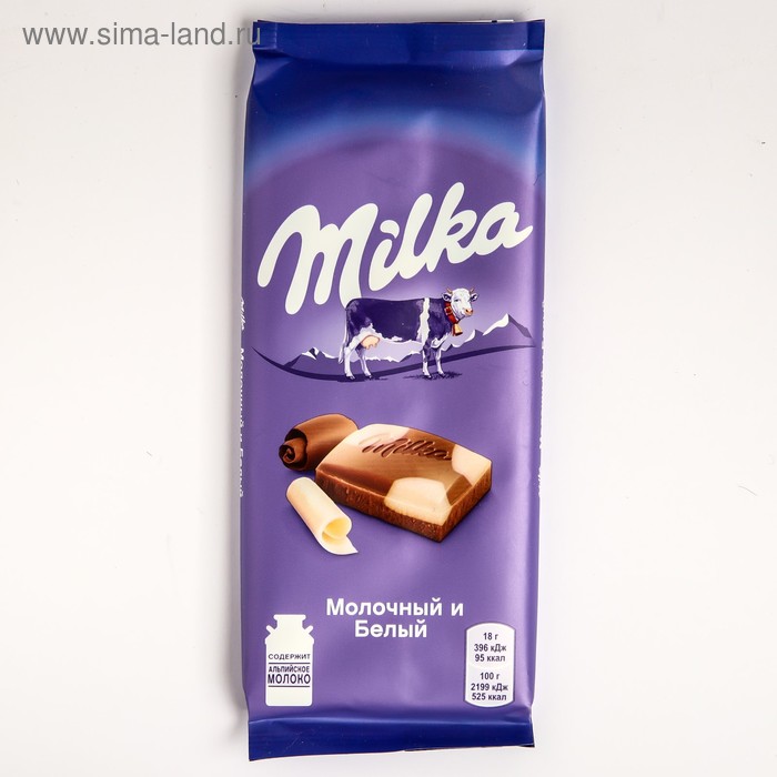 Шоколад Milka молочный с белым шоколадом, 90 г - Фото 1