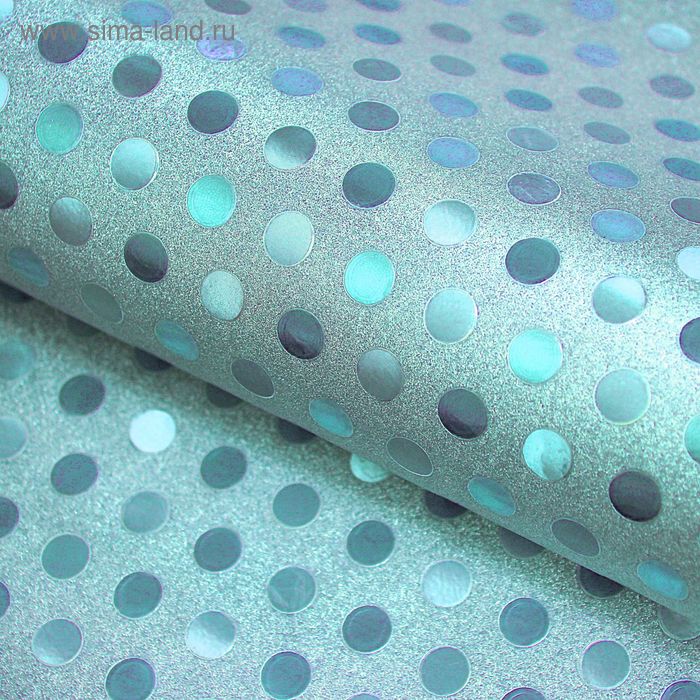 Пленка с блестками "Круги", цвет бирюзовый, 50 х 70 см - Фото 1
