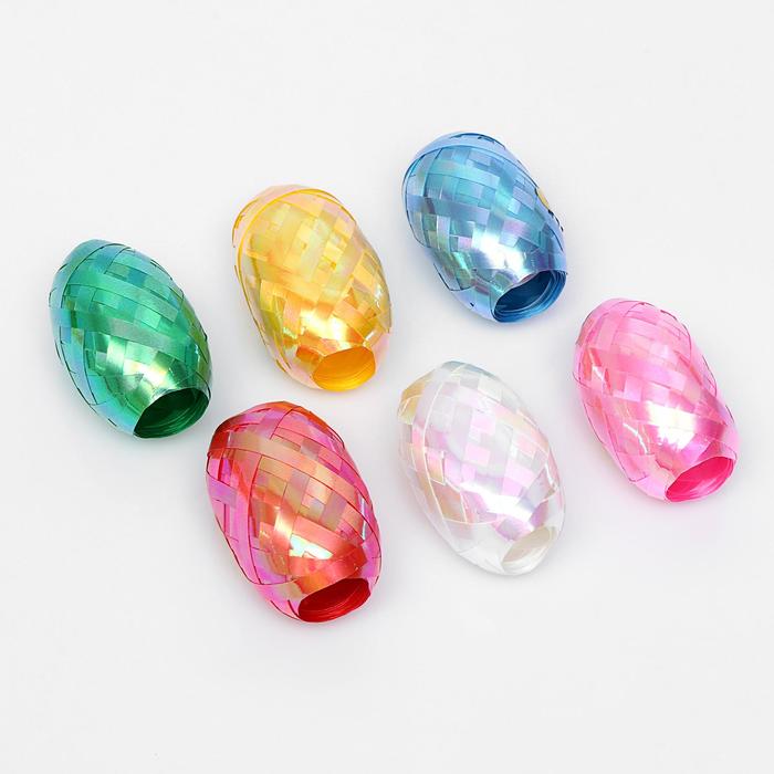 Лента упаковочная перламутровая, для шаров и подарков, ассорти набор 6 шт., 0.5 см × 10 м - Фото 1