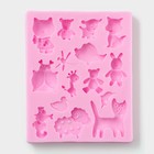Молд для заливки Доляна «Зверята», 15 ячеек, 9.5×7.5×1 см, силикон, розовый - Фото 3