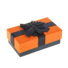 Коробка подарочная прямоуг 9 х 15,5 х 6 см оранжевая крышка с синим бантом - Фото 1