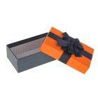 Коробка подарочная прямоуг 9 х 15,5 х 6 см оранжевая крышка с синим бантом - Фото 2