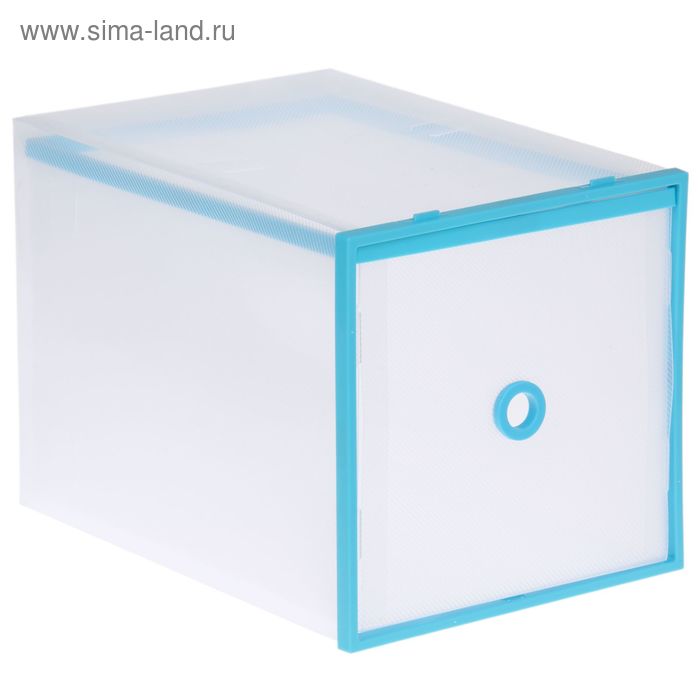 Короб для хранения выдвижной 28х20х20 см "Кант" цвет бело-голубой - Фото 1