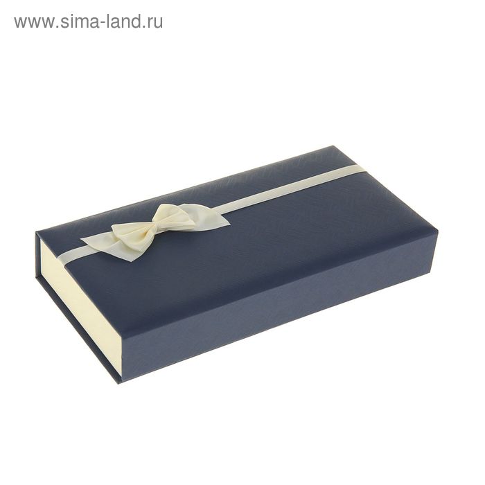 Коробка подарочная прямоуг 12,5 х 25 х 4 см "Бантик", цвет синий - Фото 1