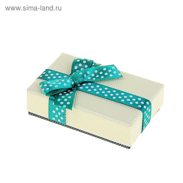 Коробка подарочная "Бант в горошек", цвет зелёный, 9 х 9 х 5,5 см - Фото 1