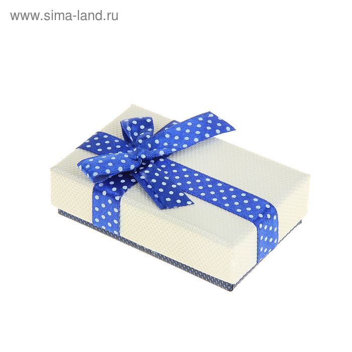 Коробка подарочная "Бант в горошек", цвет синий, 9 х 9 х 5,5 см - Фото 1