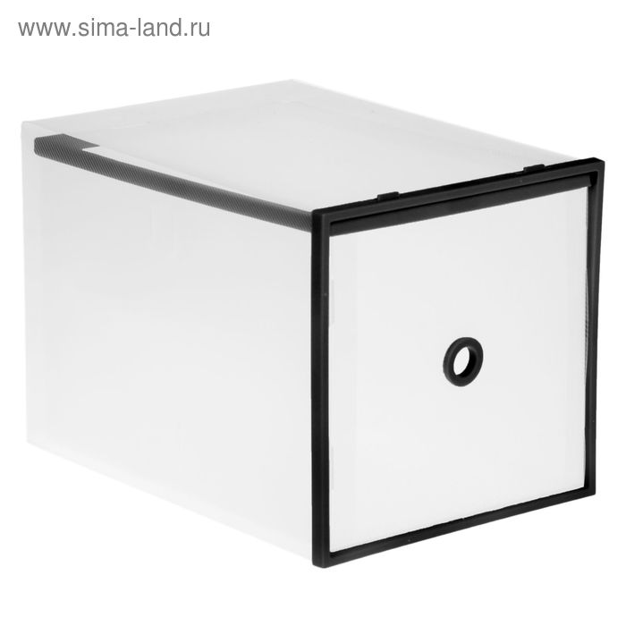 Короб для хранения выдвижной 28х20х20 см "Кант" цвет бело-черный - Фото 1