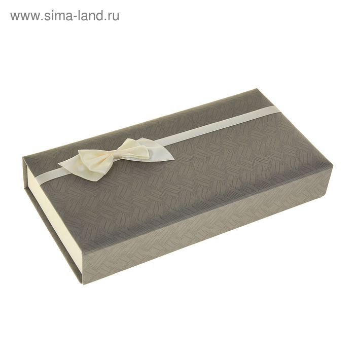 Коробка подарочная прямоуг 12,5 х 25 х 4 см "Бантик", цвет серый - Фото 1