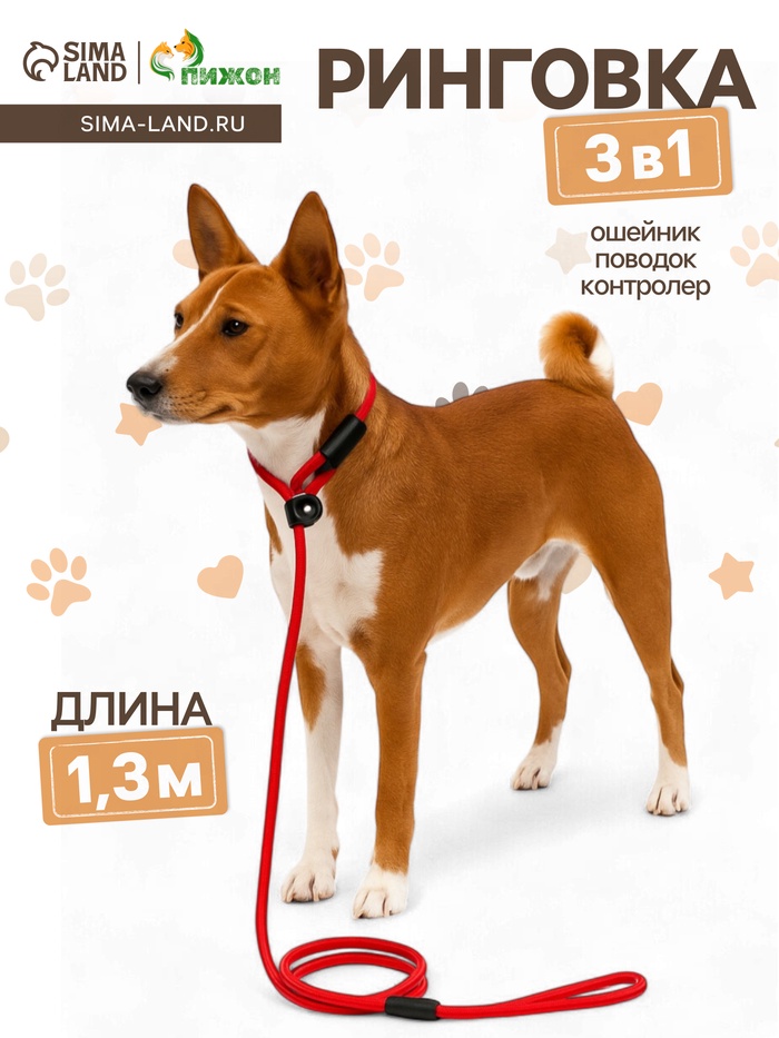 Ринговка для собак, 130×0.8 см, красная - Фото 1