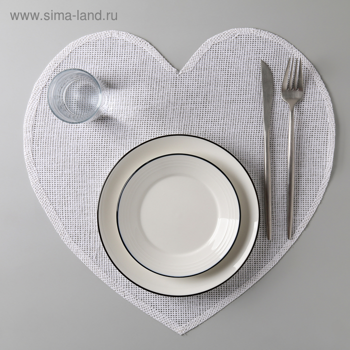 Салфетка сервировочная на стол 38х38 см «Сердце», цвет белый - Фото 1