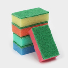 Губка для посуды с чистящим слоем Доляна «Эконом», 7.5×4.5×2.5 см, 5 шт., мини - Фото 1