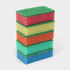 Губка для посуды с чистящим слоем Доляна «Эконом», 7.5×4.5×2.5 см, 5 шт., мини - Фото 3