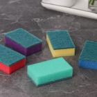 Губка для посуды с чистящим слоем Доляна «Эконом», 7.5×4.5×2.5 см, 5 шт., мини - Фото 7