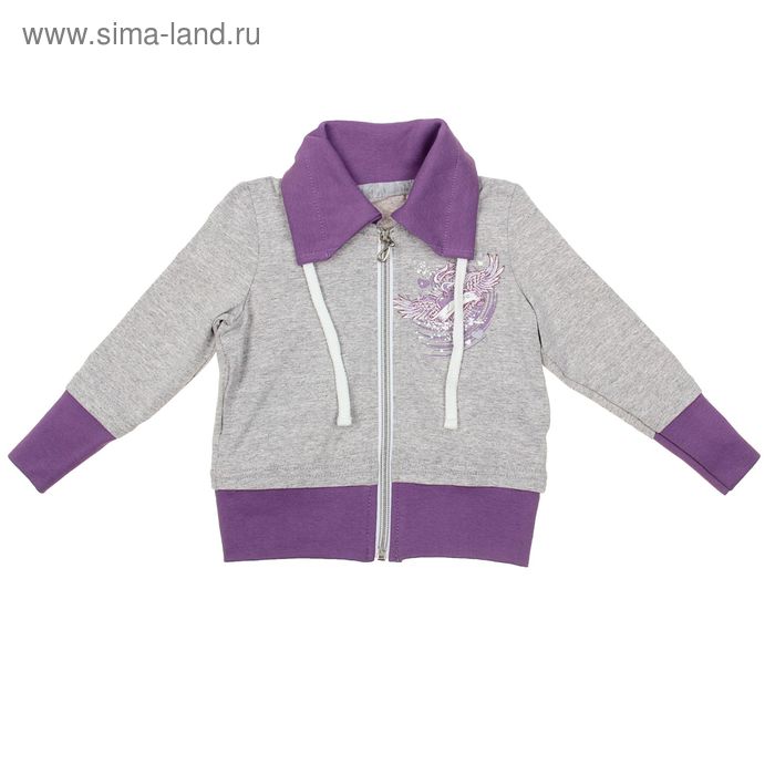 Спортивная куртка для девочки, рост 146 см (76), цвет серый меланж+фиолетовый Д1945-П_Д - Фото 1