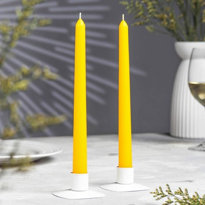 Набор свечей античных, 2,2х 25 см, лакированная 2 штуки, жёлтый